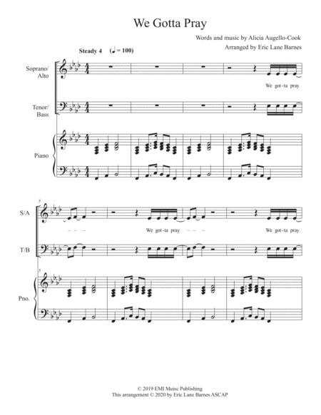 Free Sheet Music We Gotta Pray Satb With Piano Accompaniment