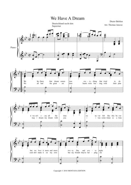 We Have A Dream Sheet Music