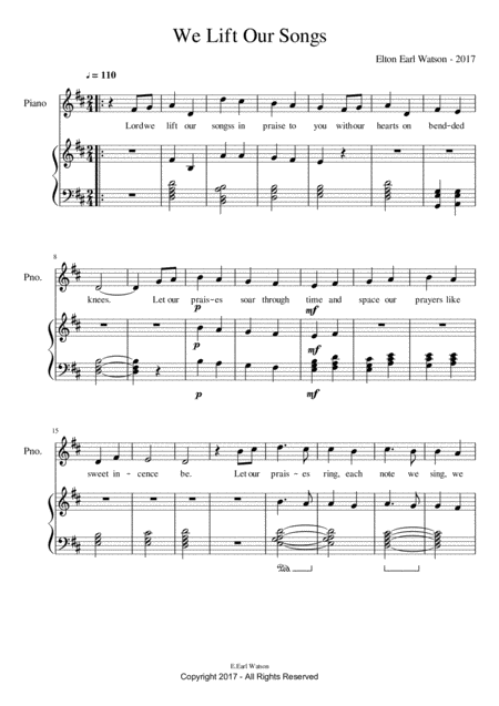 Free Sheet Music We Lift Our Songs