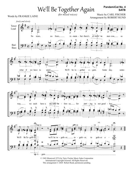 Free Sheet Music We Ll Be Together Again Mixed Barbershop Arr Robert Rund