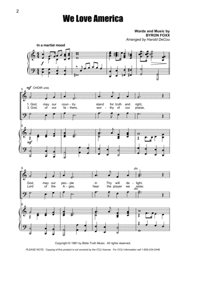 Free Sheet Music We Love America