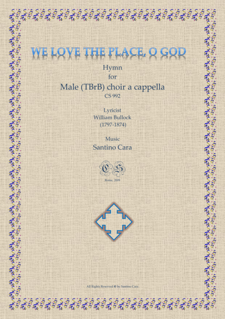 We Love The Place O God Hymn For Male Tbrb Choir A Cappella Sheet Music