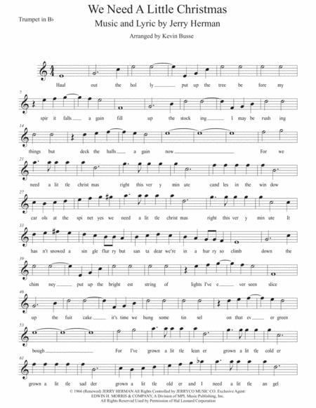 Free Sheet Music We Need A Little Christmas Easy Key Of C Trumpet