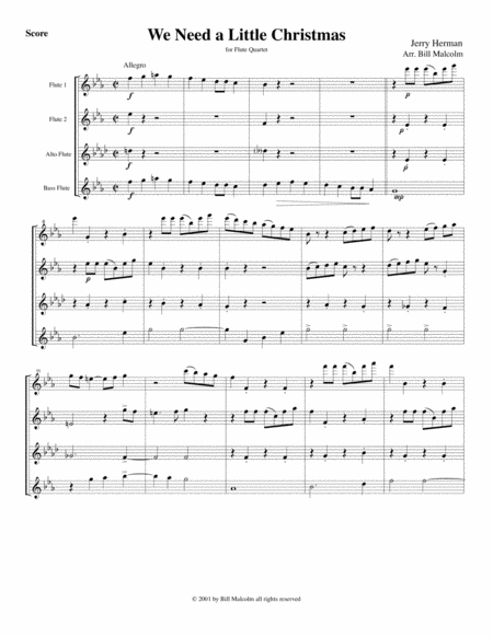 We Need A Little Christmas For Flute Quartet Sheet Music