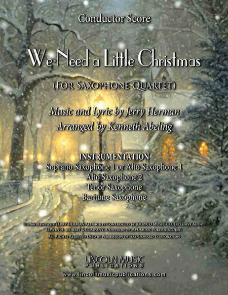 We Need A Little Christmas For Saxophone Quartet Satb Or Aatb Sheet Music