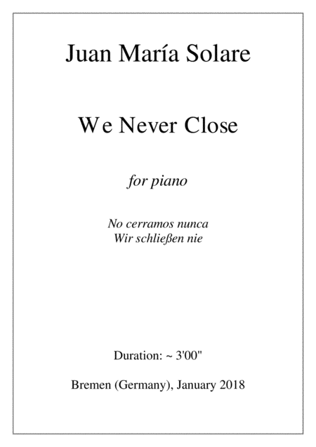 Free Sheet Music We Never Close Piano