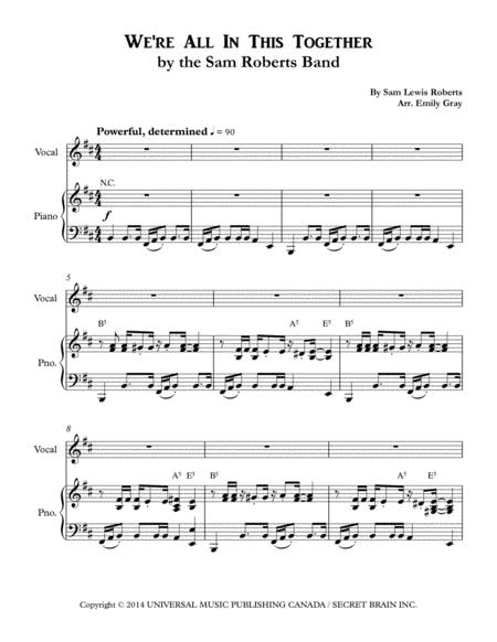 We Re All In This Together Piano Voice Chords Sheet Music