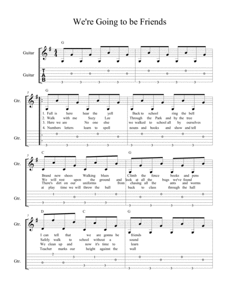 We Re Going To Be Friends Easy Guitar Sheet Music