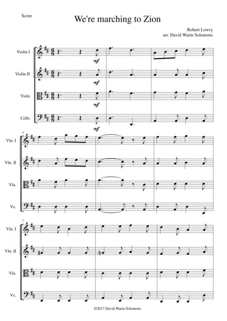 Free Sheet Music We Re Marching To Zion For String Quartet