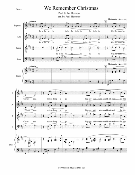 Free Sheet Music We Remember Christmas Satb