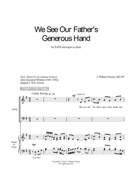 We See Our Fathers Generous Hand Sheet Music