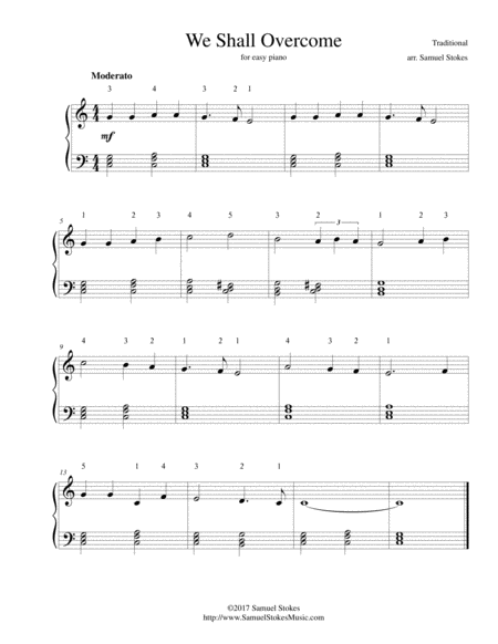 Free Sheet Music We Shall Overcome For Easy Piano