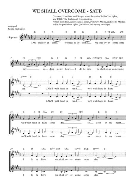 Free Sheet Music We Shall Overcome Satb