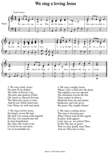 Free Sheet Music We Sing A Loving Jesus A New Tune To A Wonderful Old Hymn