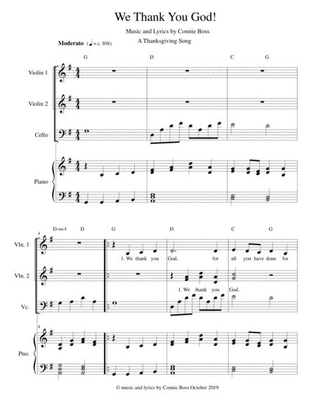 Free Sheet Music We Thank You God Strings And Piano