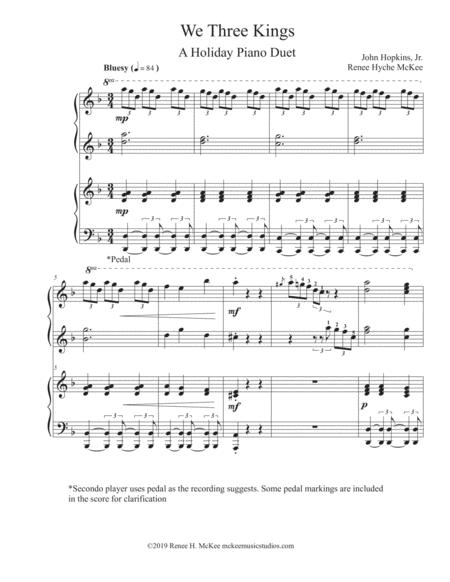 Free Sheet Music We Three Kings A Holiday Piano Duet