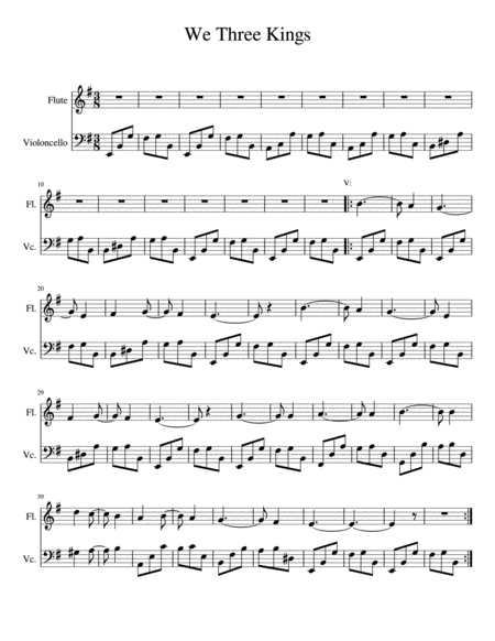 We Three Kings Cello And Flute Sheet Music