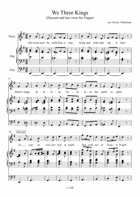 We Three Kings Last Verse And Descant Sheet Music