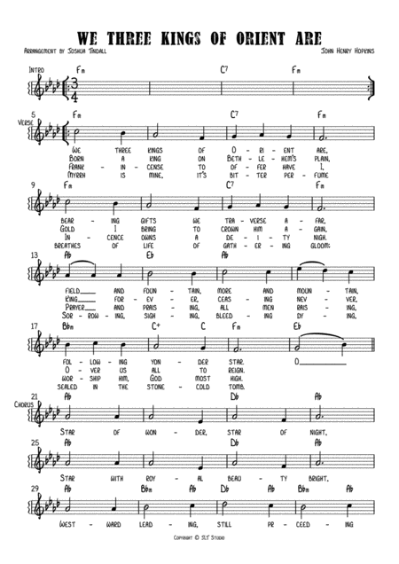 We Three Kings Of Orient Are Lead Sheet Sheet Music