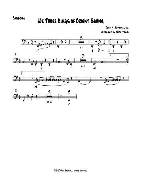 We Three Kings Of Orient Swing Easy Woodwind Quartet Bassoon Part Sheet Music