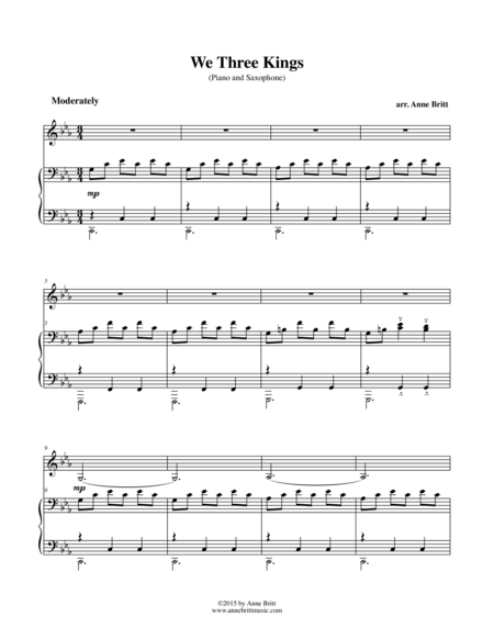 Free Sheet Music We Three Kings Piano Saxophone