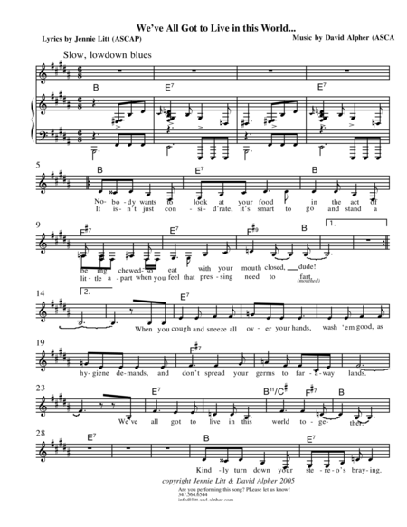 Free Sheet Music We Ve All Got To Live In This World