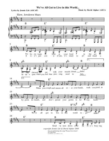 We Ve All Got To Live In This World Sheet Music