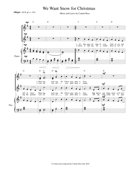 Free Sheet Music We Want Snow For Christmas