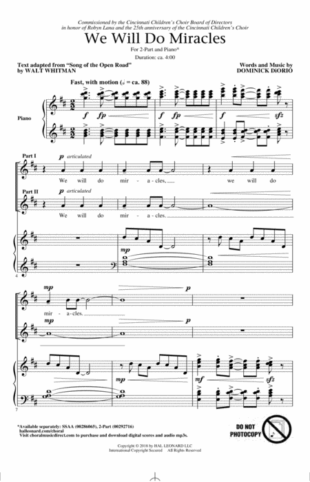 We Will Do Miracles Sheet Music