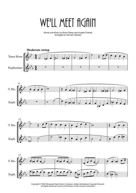 We Will Meet Again Horn And Euphonium Baritone Duet Unaccompanied Sheet Music