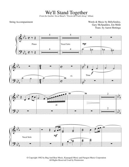 We Will Stand Together Gaither Vocal Band Synth String Reduction Sheet Music