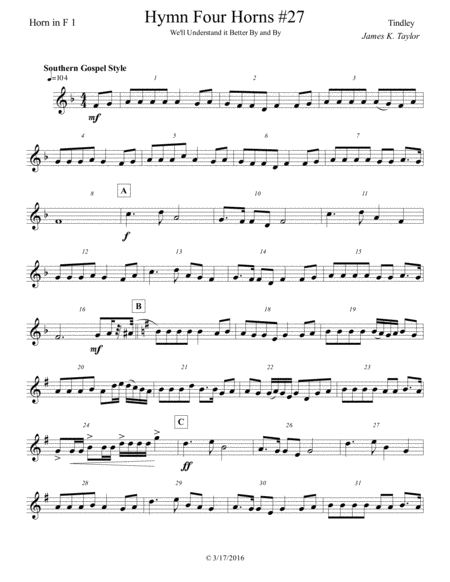 We Will Understand It Better By And By Horn Quartet 28 Sheet Music