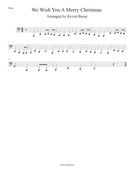 We Wish You A Merry Christmas Easy Key Of C Tuba Sheet Music