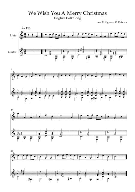 Free Sheet Music We Wish You A Merry Christmas English Folk Song For Flute Guitar
