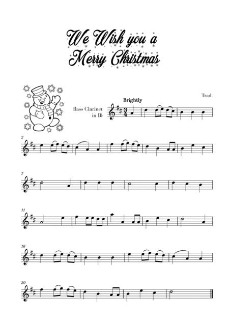 Free Sheet Music We Wish You A Merry Christmas For Bass Clarinet