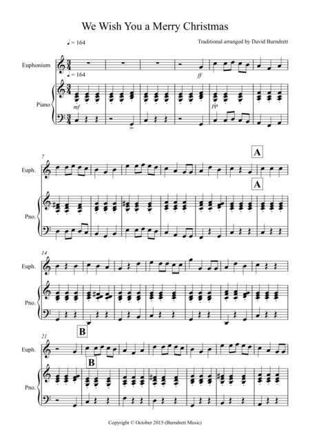 Free Sheet Music We Wish You A Merry Christmas For Euphonium And Piano