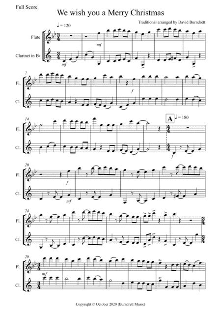 Free Sheet Music We Wish You A Merry Christmas For Flute And Clarinet