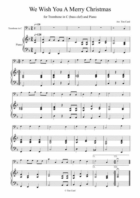 Free Sheet Music We Wish You A Merry Christmas For Trombone In C Bass Clef And Piano