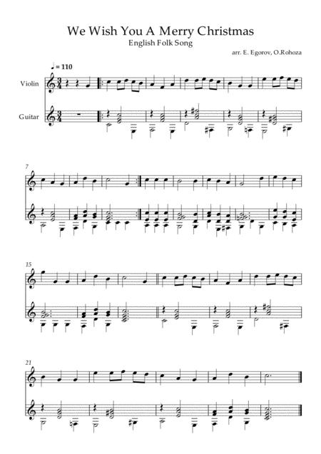 We Wish You A Merry Christmas For Violin Guitar Sheet Music