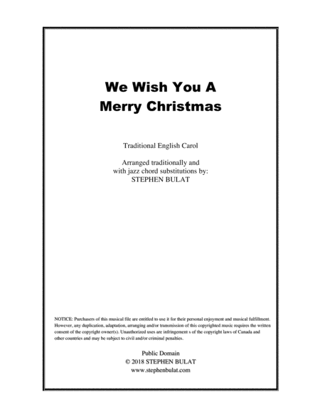 Free Sheet Music We Wish You A Merry Christmas Lead Sheet Arranged In Traditional And Jazz Style Key Of F