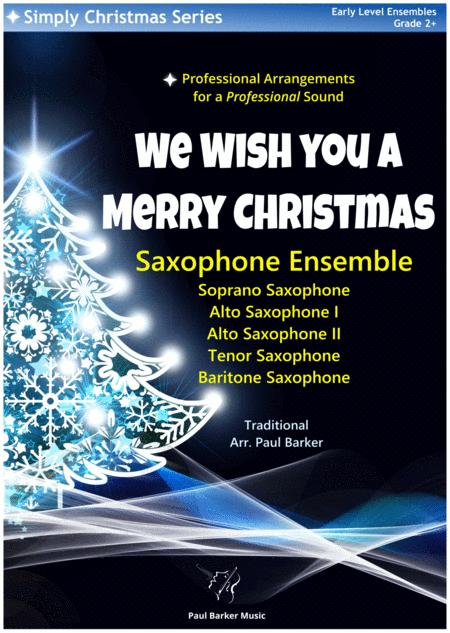 Free Sheet Music We Wish You A Merry Christmas Saxophone Ensemble Score Parts