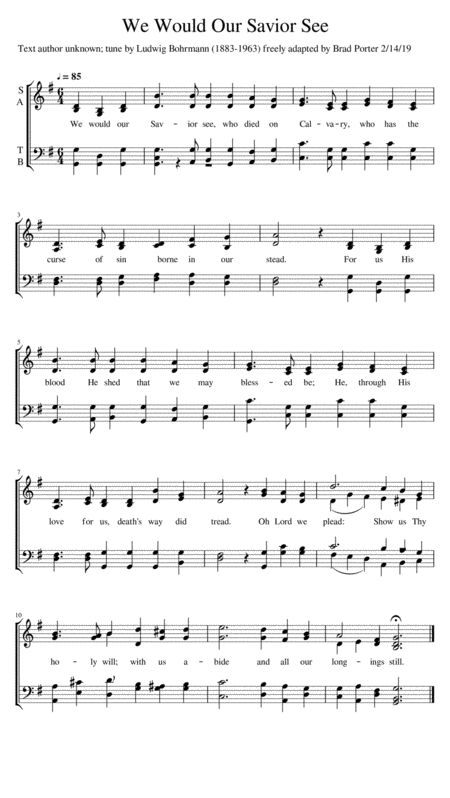 Free Sheet Music We Would Our Savior See