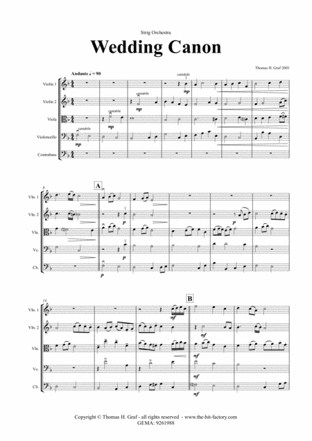 Free Sheet Music Wedding Canon Festive Concert Piece String Orchestra