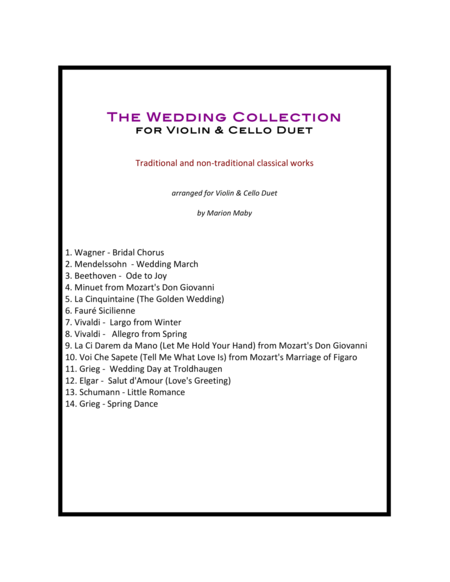 Wedding Collection For Violin Cello Duet Sheet Music