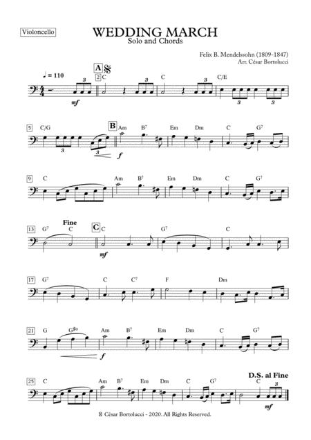 Free Sheet Music Wedding March Cello And Base Chords