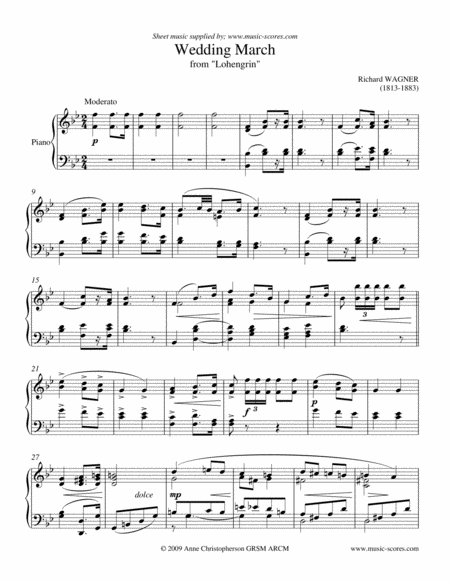 Wedding March From Lohengrin Piano Long Version Sheet Music