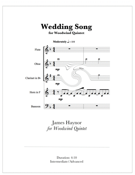 Free Sheet Music Wedding Song There Is Love For Woodwind Quintet