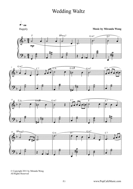 Free Sheet Music Wedding Waltz Romantic Piano Solo