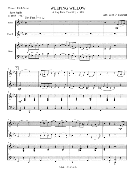 Weeping Willow A Ragtime Two Step Sheet Music