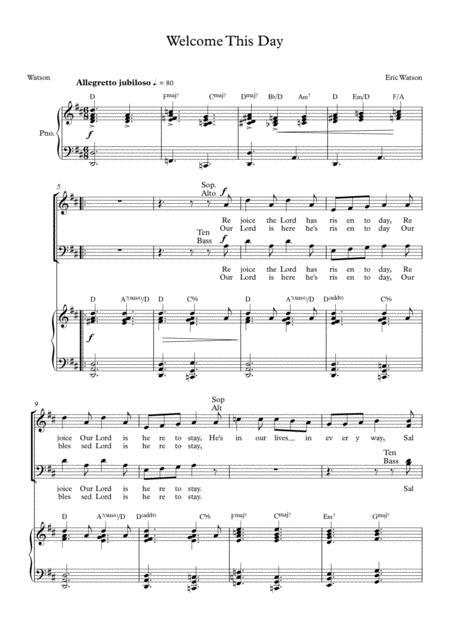 Welcome This Day Sheet Music